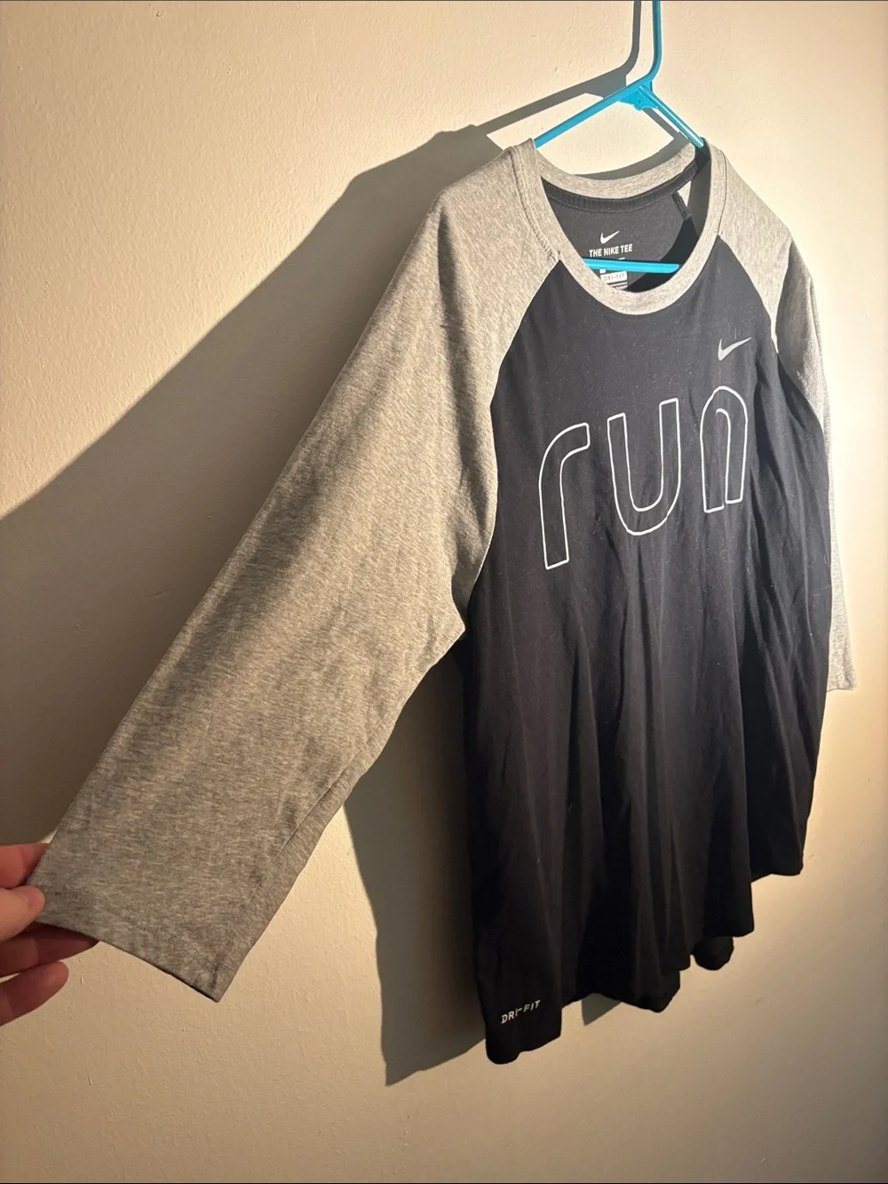 Nike Black & Gray Raglan 'Run' Tee